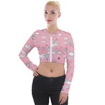 Cute Unicorn Seamless Pattern Long Sleeve Cropped Velvet Jacket