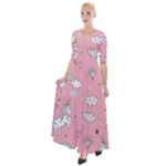 Cute Unicorn Seamless Pattern Half Sleeves Maxi Dress