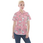 Cute Unicorn Seamless Pattern Women s Short Sleeve Pocket Shirt