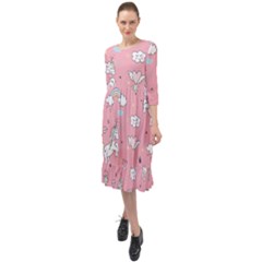 Ruffle End Midi Chiffon Dress 
