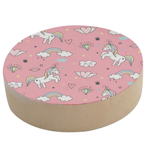Cute Unicorn Seamless Pattern Wooden Bottle Opener (Round) from ArtsNow.com