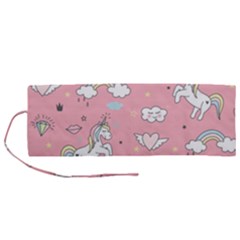Cute Unicorn Seamless Pattern Roll Up Canvas Pencil Holder (M) from ArtsNow.com
