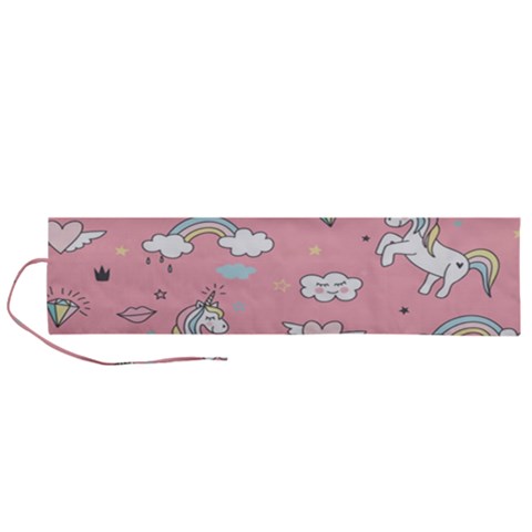 Cute Unicorn Seamless Pattern Roll Up Canvas Pencil Holder (L) from ArtsNow.com