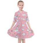 Cute Unicorn Seamless Pattern Kids  All Frills Chiffon Dress