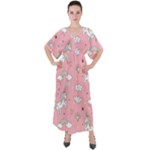 Cute Unicorn Seamless Pattern V-Neck Boho Style Maxi Dress