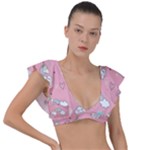Cute Unicorn Seamless Pattern Plunge Frill Sleeve Bikini Top