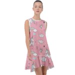 Cute Unicorn Seamless Pattern Frill Swing Dress