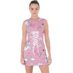 Cute Unicorn Seamless Pattern Lace Up Front Bodycon Dress