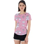 Cute Unicorn Seamless Pattern Back Cut Out Sport T-Shirt