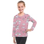 Cute Unicorn Seamless Pattern Kids  Long Mesh T-Shirt