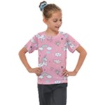 Cute Unicorn Seamless Pattern Kids  Mesh Piece T-Shirt