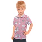Cute Unicorn Seamless Pattern Kids  Polo T-Shirt