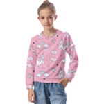 Cute Unicorn Seamless Pattern Kids  Long Sleeve T-Shirt with Frill 