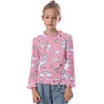 Cute Unicorn Seamless Pattern Kids  Frill Detail T-Shirt