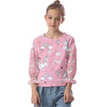Cute Unicorn Seamless Pattern Kids  Cuff Sleeve Top