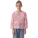 Cute Unicorn Seamless Pattern Kids  Sailor Shirt