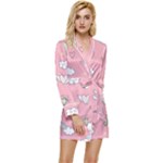 Cute Unicorn Seamless Pattern Long Sleeve Satin Robe