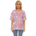 Cute Unicorn Seamless Pattern Oversized Basic T-Shirt