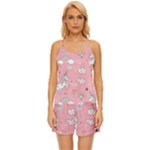 Cute Unicorn Seamless Pattern Satin Pajama Short Set