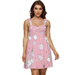 Cute Unicorn Seamless Pattern Ruffle Strap Babydoll Chiffon Dress
