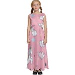 Cute Unicorn Seamless Pattern Kids  Satin Sleeveless Maxi Dress