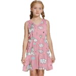 Cute Unicorn Seamless Pattern Kids  Sleeveless Tiered Mini Dress