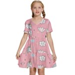 Cute Unicorn Seamless Pattern Kids  Short Sleeve Tiered Mini Dress