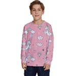 Cute Unicorn Seamless Pattern Kids  Crewneck Sweatshirt