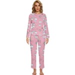Cute Unicorn Seamless Pattern Womens  Long Sleeve Lightweight Pajamas Set