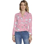 Cute Unicorn Seamless Pattern Women s Long Sleeve Revers Collar Cropped Jacket