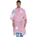 Cute Unicorn Seamless Pattern Men s Hooded Rain Ponchos