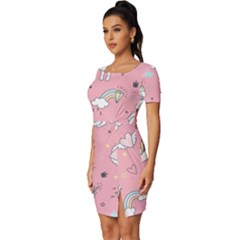 Fitted Knot Split End Bodycon Dress 