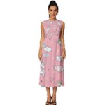 Cute Unicorn Seamless Pattern Sleeveless Round Neck Midi Dress
