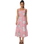 Cute Unicorn Seamless Pattern Square Neckline Tiered Midi Dress