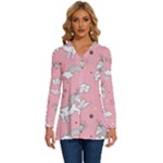 Cute Unicorn Seamless Pattern Long Sleeve Drawstring Hooded Top