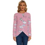 Cute Unicorn Seamless Pattern Long Sleeve Crew Neck Pullover Top