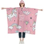 Cute Unicorn Seamless Pattern Women s Hooded Rain Ponchos