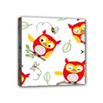 Seamless Pattern Vector Owl Cartoon With Bugs Mini Canvas 4  x 4  (Stretched)