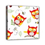 Seamless Pattern Vector Owl Cartoon With Bugs Mini Canvas 6  x 6  (Stretched)