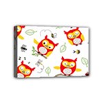 Seamless Pattern Vector Owl Cartoon With Bugs Mini Canvas 6  x 4  (Stretched)