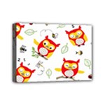 Seamless Pattern Vector Owl Cartoon With Bugs Mini Canvas 7  x 5  (Stretched)