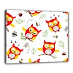 Seamless Pattern Vector Owl Cartoon With Bugs Canvas 20  x 16  (Stretched)