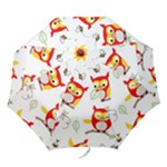 Seamless Pattern Vector Owl Cartoon With Bugs Folding Umbrellas