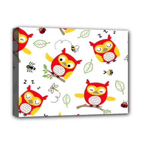 Seamless Pattern Vector Owl Cartoon With Bugs Deluxe Canvas 16  x 12  (Stretched)  from ArtsNow.com