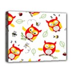 Seamless Pattern Vector Owl Cartoon With Bugs Deluxe Canvas 20  x 16  (Stretched)