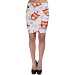 Seamless Pattern Vector Owl Cartoon With Bugs Bodycon Skirt