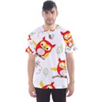 Seamless Pattern Vector Owl Cartoon With Bugs Men s Sport Mesh T-Shirt