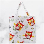 Seamless Pattern Vector Owl Cartoon With Bugs Grocery Tote Bag