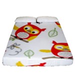 Seamless Pattern Vector Owl Cartoon With Bugs Fitted Sheet (Queen Size)