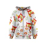 Seamless Pattern Vector Owl Cartoon With Bugs Kids  Zipper Hoodie